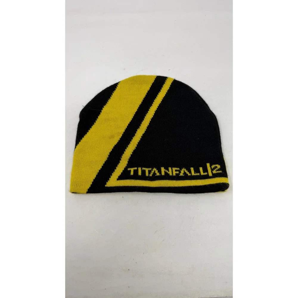 Titanfall 2 Video Game Promo Beanie Hat Black Yellow Knit Cap Respawn EA Games